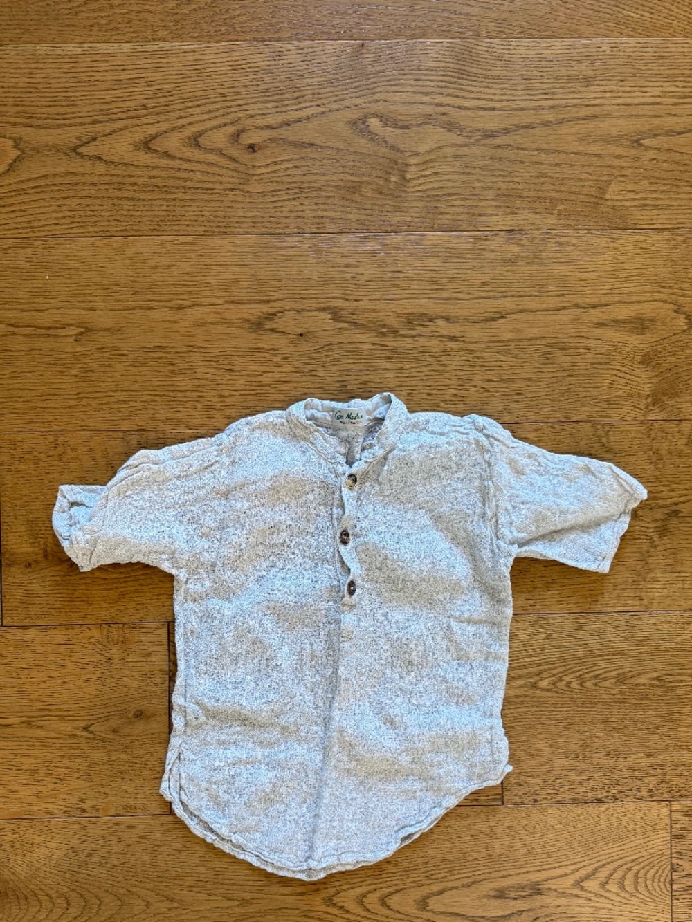 Casa Mastro Italian Linen Gauze Shirt XS Beige 3/4 Sleeve Made in Positano Italy
